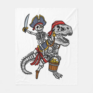 Cobertor De Velo Pirata Dinossauro Esqueleto de Halloween