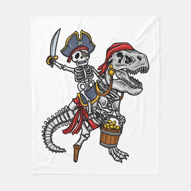 Cobertor De Velo Pirata Dinossauro Esqueleto de Halloween (Frente)