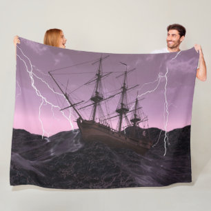 Cobertor De Velo PIRATE SHIP on ROUGH SEAS