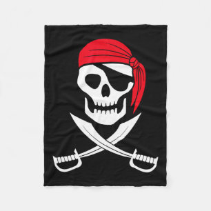 Cobertor De Velo Pirate Skull Red Bandana Sword Gift
