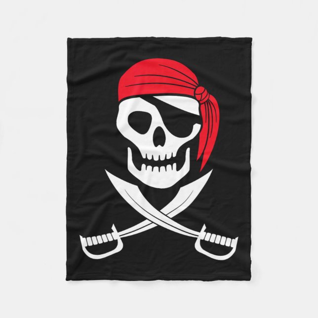 Cobertor De Velo Pirate Skull Red Bandana Sword Gift (Frente)