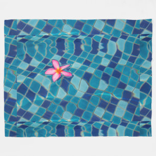 Cobertor De Velo Piscina azul de  flor rosa pop de cor flutuante