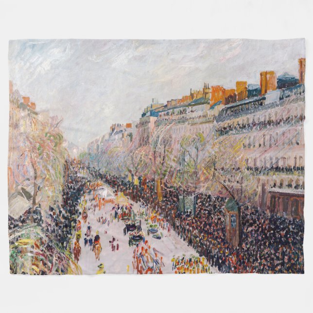 Cobertor De Velo Pissarro - Montmartre, Mardi Gras no Boulevard (Frente (Horizontal))