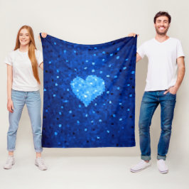 Cobertor De Velo Pixel Art Blue Heart Retro Gamer Love