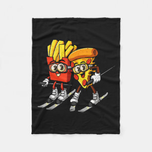 Cobertor De Velo Pizza batata frita esqui engraçado esquiador comid