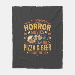 Cobertor De Velo Pizza Cerveja Filmes de Terror Design de Halloween