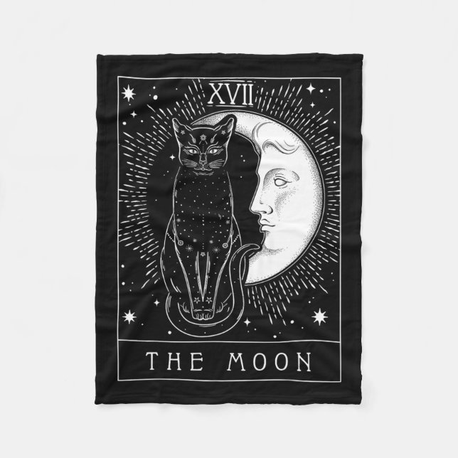 Cobertor De Velo Placa Tarot Crescent Moon E Cat Graphic (Frente)