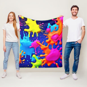 Cobertor De Velo Placas de Neon Vibrantes na Canvas Escura