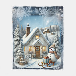 Cobertor De Velo Placas de papel de paisagem de natais vintages exc