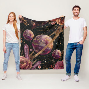 Cobertor De Velo Planeta Anelado com Cristal Cósmico Arte Fantasia