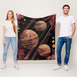 Cobertor De Velo Planeta Anelado com Cristal Cósmico Arte Fantasia