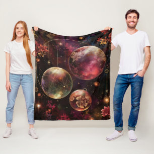 Cobertor De Velo Planeta Anelado com Cristal Cósmico Arte Fantasia