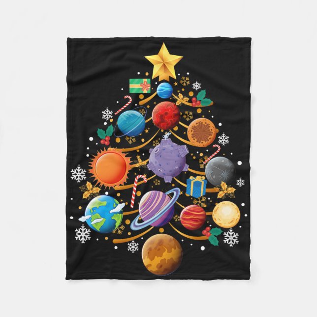 Cobertor De Velo Planetas do Sistema Solar Árvore de Natal Astronom (Frente)