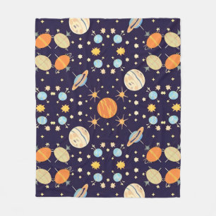 Cobertor De Velo Planetas e Estrelas de Desenho Animado Coloridos