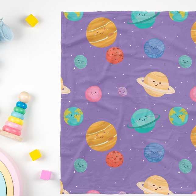 Cobertor De Velo Planetas Felizes Whimsical (Great size for a stroller blanket!)