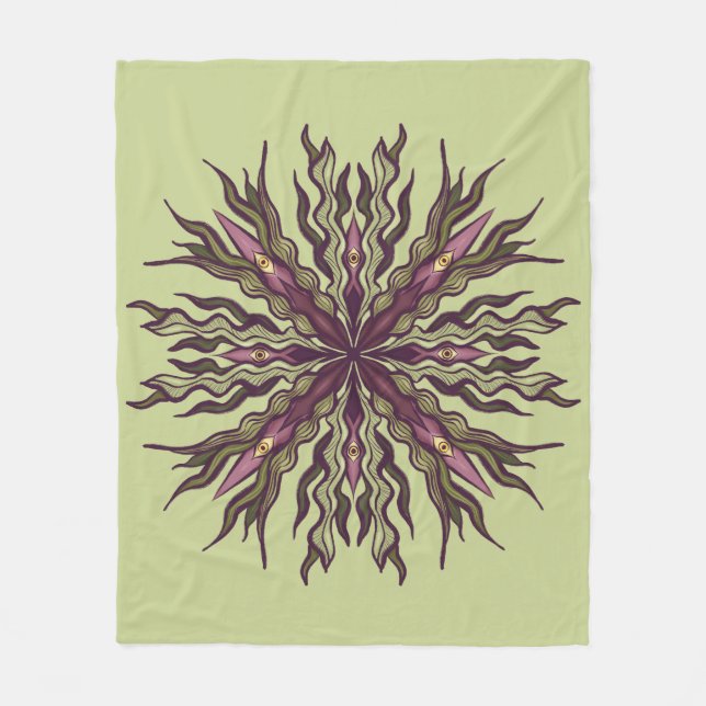 Cobertor De Velo Planta do Olho Psicodélico - Mandala Botânica Surr (Frente)