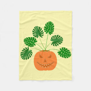 Cobertor De Velo Planta Monstera de Halloween em Abóbora