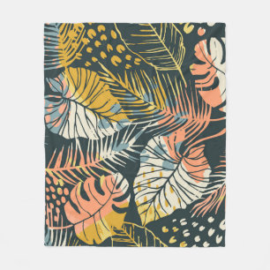 Cobertor De Velo Plantas tropicais: padrão abstrato artístico.