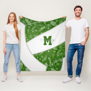 Cobertor De Velo plenas de flores de vôlei verde