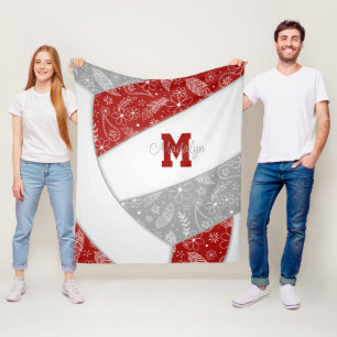 Cobertor De Velo plenas flores cinza vermelha voleibol