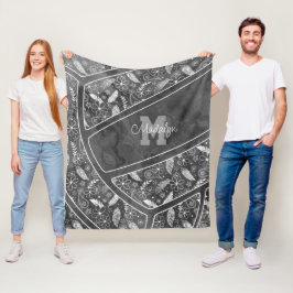 Cobertor De Velo plenas flores cinzas escuras voleibol