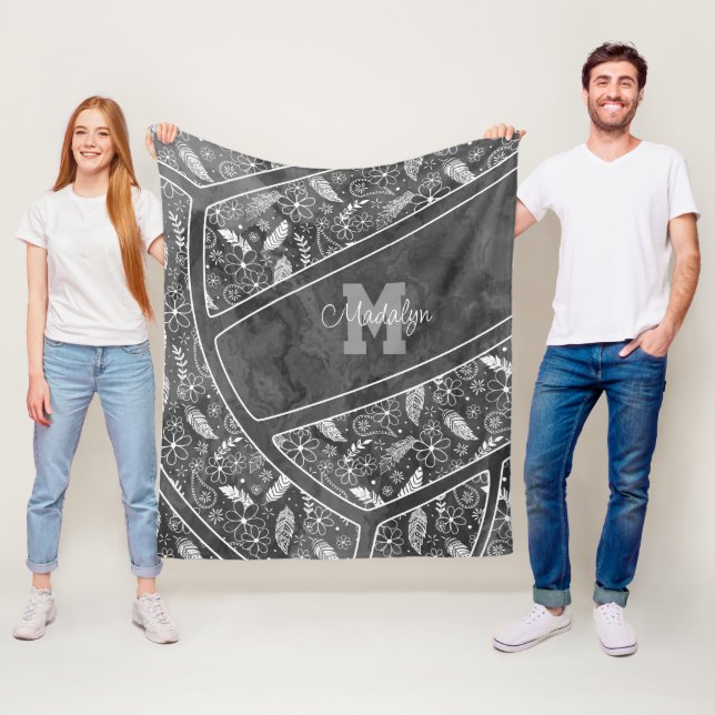 Cobertor De Velo plenas flores cinzas escuras voleibol (In Situ)