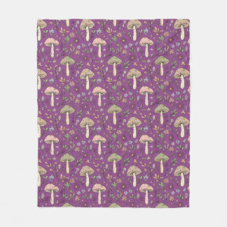 Cobertor De Velo Plum Purple Fungi Cozy Cottagecore Mushroom Lover