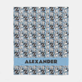 Cobertor De Velo Pó Azul Lacrosse Blocos de palitos e bolas