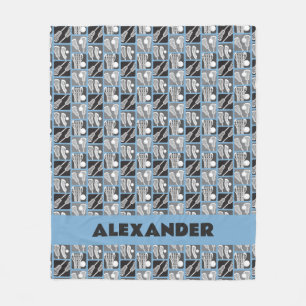 Cobertor De Velo Pó Azul Lacrosse Blocos de palitos e bolas