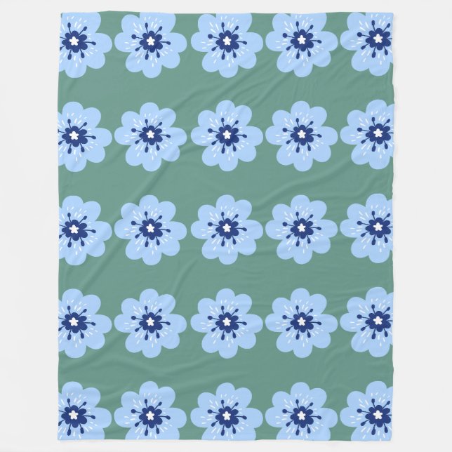 Cobertor De Velo Pó Padrão Floral Azul (Frente)