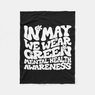 Cobertor De Velo Podemos Vestir o Green Retro Floral Mental Health