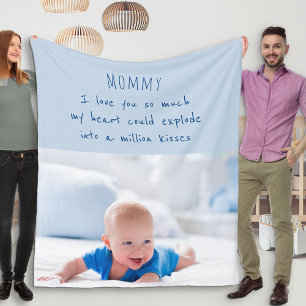 Cobertor De Velo Poema Fofo para Mamãe - Foto de Bebê Azul