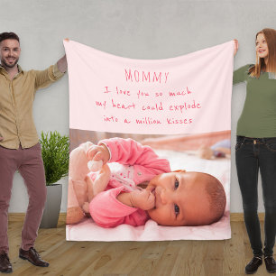 Cobertor De Velo Poema Fofo para Mamãe - Foto de Bebê Rosa