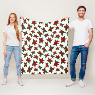 Cobertor De Velo poinsétia vermelha padrão floral de Natal