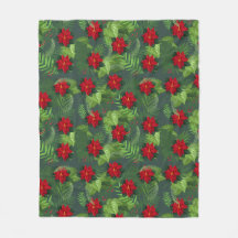 Poinsettia natal padrão Fleece Blanket