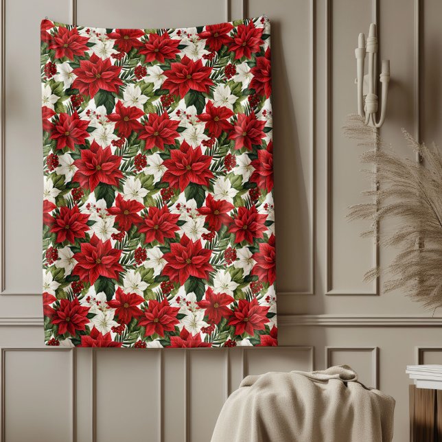 Cobertor De Velo Poinsettia Pattern Blanket Festive Home Favorite (Poinsettia Pattern Blanket Festive Home Favorite)