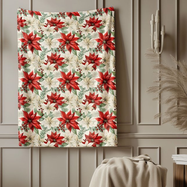 Cobertor De Velo Poinsettia Throw Blanket Traditional Holiday Gift (Poinsettia Throw Blanket Traditional Holiday Gift)