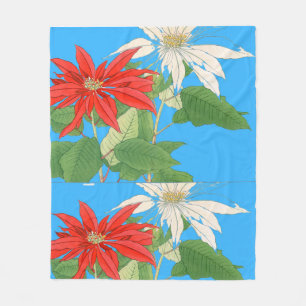 Cobertor De Velo Poinsettias Blue