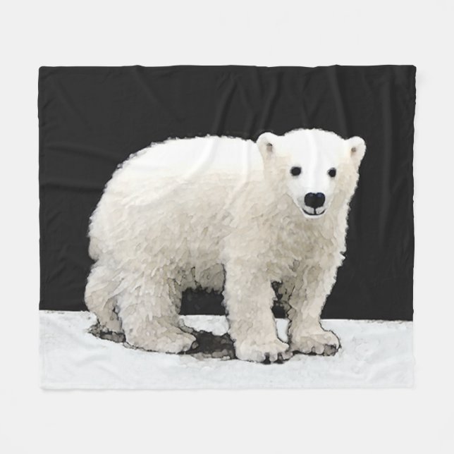 Cobertor De Velo Polar Bear Cub Painting - Arte Original (Frente (Horizontal))