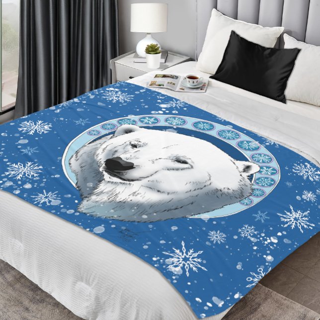 Cobertor De Velo Polar Bear Snowflakes Art Nouveau (Criador carregado)
