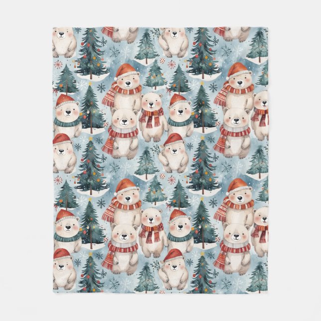 Cobertor De Velo Polar Bears Winter Fleece Blanket | Hats & Scarves (Frente)