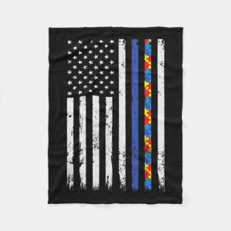 Cobertor De Velo Polícia de Linha Azul Thin apoia Autism 4 de julho