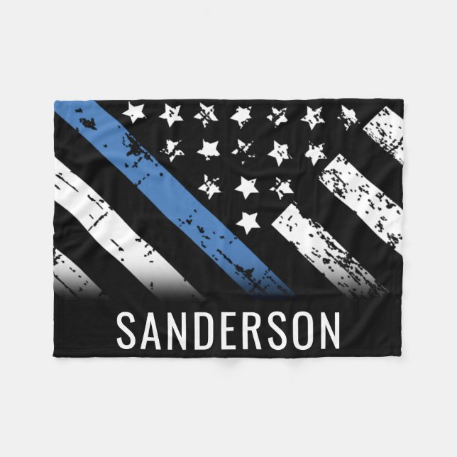 Cobertor De Velo Polícia Personalizada - Linha Azul - Oficial Ameri (Frente (Horizontal))