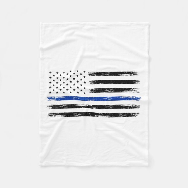 Cobertor De Velo Policial Americano Flag Thin Blue Line (Frente)