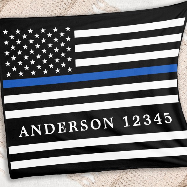 Cobertor De Velo Policial Personalizado de Linha Azul Moderno (Criador carregado)