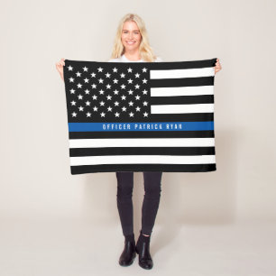 Cobertor De Velo Policial Thin Blue Line American Flag Monograma Pe