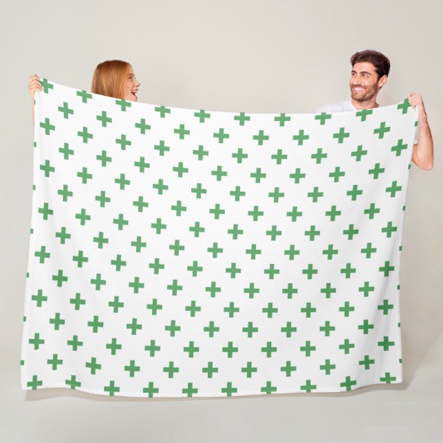 Cobertor De Velo Polka verde cruza em branco (In Situ)