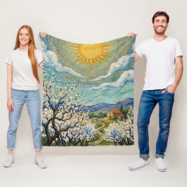 Cobertor De Velo Pomar de Amendoeiras ao Sol no Estilo de Van Gogh 
