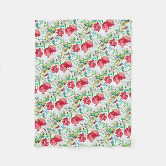 Cobertor De Velo Pomegranato fruta vermelha Comida hebraico (Frente)