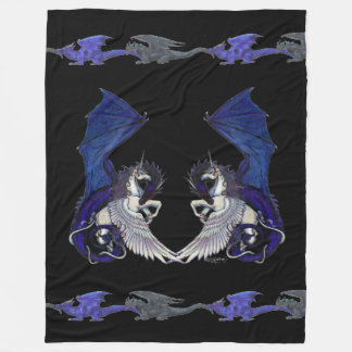Cobertor De Velo Pônei branco azul do cavalo de Pegacorn do dragão